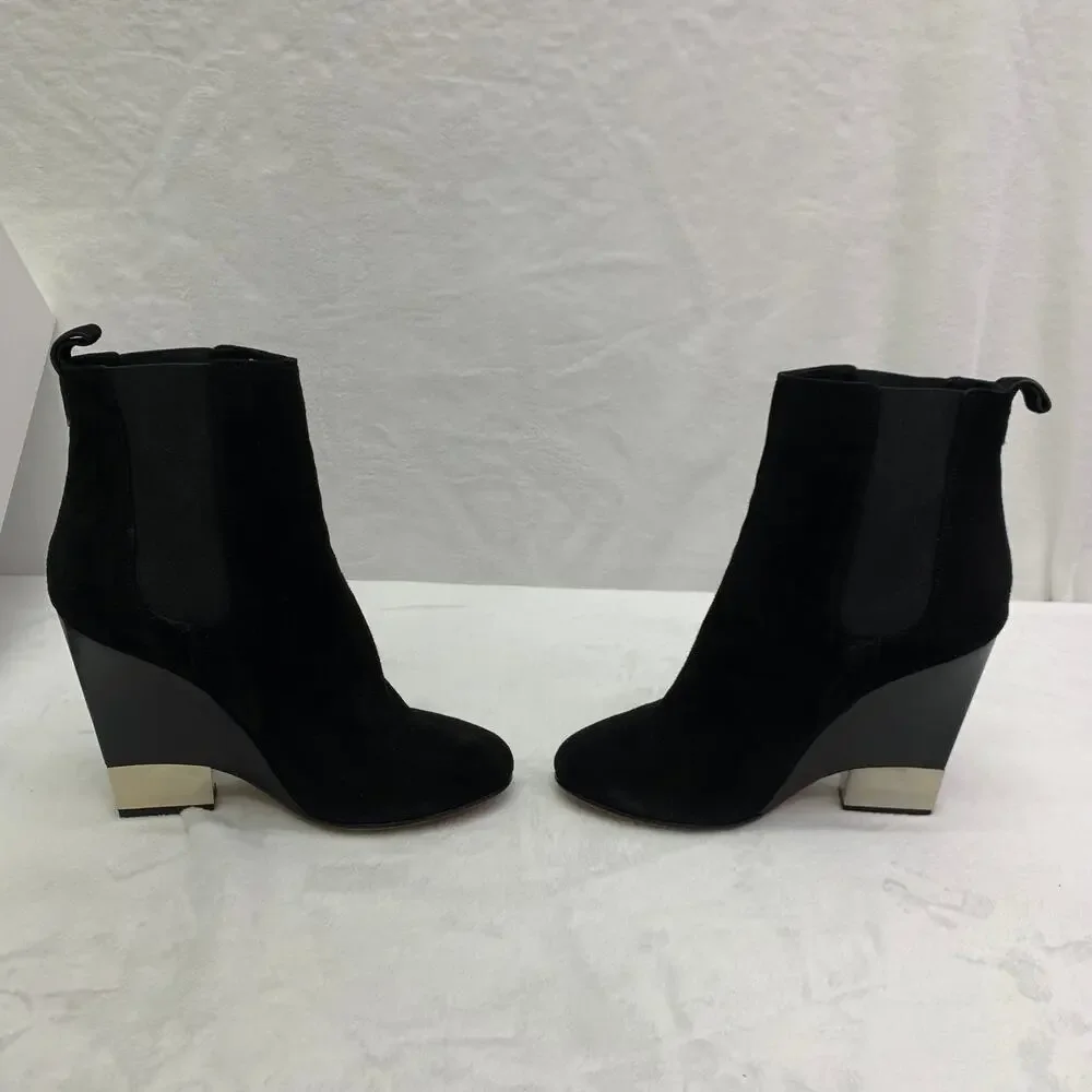 Givenchy Black Suede Gold Heel Slip On Bootie Womens Sz 10 with box extra heels - Picture 7 of 16